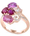 Macy's Multi-color 5-1/5 Ct. T.w. Statement Ring In 14k Rose Gold Plated Sterling Silver In Gold