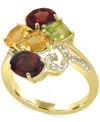 Macy's Multi-color 5-1/5 Ct. T.w. Statement Ring In 14k Rose Gold Plated Sterling Silver In Gold
