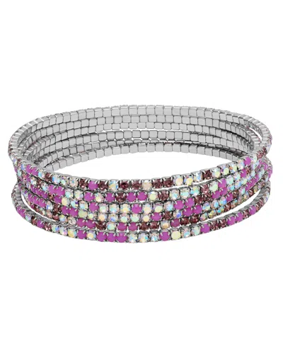 Macy's Multi-color Cubic Zirconia Stretch 6pcs Bracelet Set In White