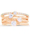 Macy's Multi Cut Cubic Zirconia Stacked Ring (1 3/4 Ct. T.w.) In 14 Karat Rose Gold Over Sterling Silver Se In Rose Gold Over Silver