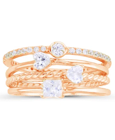 Macy's Multi Cut Cubic Zirconia Stacked Ring (1 3/4 Ct. T.w.) In 14 Karat Rose Gold Over Sterling Silver Se In Rose Gold Over Silver