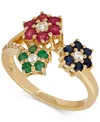Macy's Multi-gemstone (1-3/8 Ct. T.w.) Floral Ring In 14k Gold In Gold