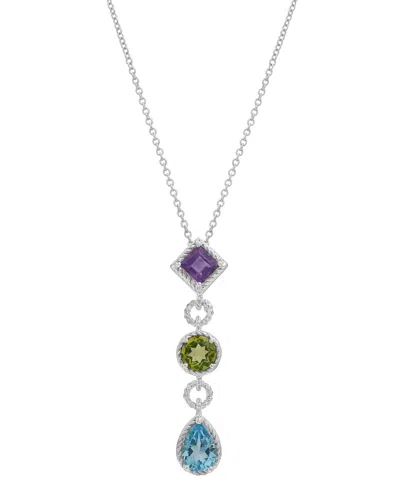 Macy's Multi-gemstone (1 Ct. T.w.) 18" Lariat Necklace In Sterling Silver In Multi Gemstone