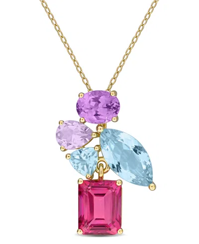 Macy's Multi-gemstone (14-1/8 Ct. T.w.) Necklace In 18k Gold Flash Plated Sterling Silver
