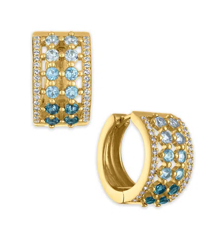 Macy's Multi-gemstone (2 Ct. T.w.) Huggie Hoop Earrings In 14k Gold Over Sterling Silver (also Available In
