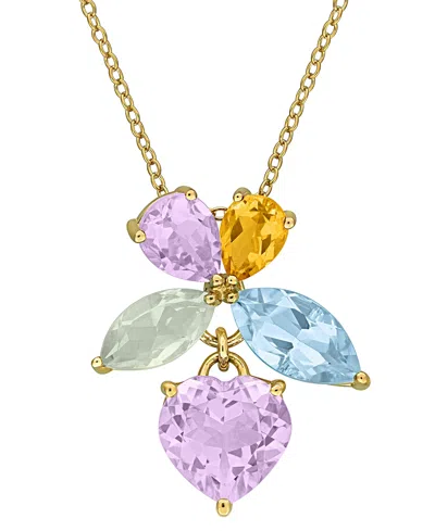 Macy's Multi-gemstone (7-5/8 Ct. T.w.) Heart Pendant Necklace In 18k Gold Flash Plated Sterling Silver