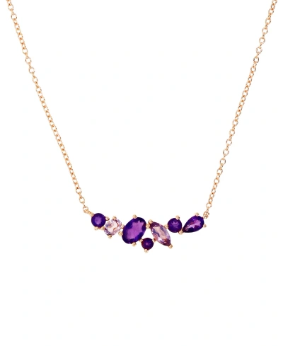 Macy's Multi-gemstone Cluster 18" Pendant Necklace (1-5/8 Ct. T.w.) In 14k Rose Gold-plated Sterling Silver