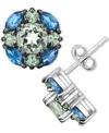 Macy's Multi-gemstone Cluster Stud Earrings (3-1/3 Ct. T.w.) In Sterling Silver In Multi-gemstone