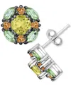 Macy's Multi-gemstone Cluster Stud Earrings (3-1/4 Ct. T.w.) In Sterling Silver In Multi-gemstone