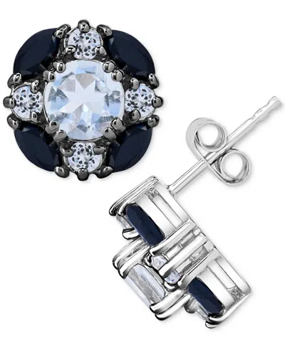 Macy's Multi-gemstone Cluster Stud Earrings (3-7/8 Ct. T.w.) In Sterling Silver
