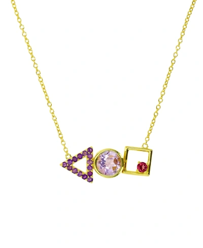Macy's Multi-gemstone Geometric Shapes 18" Pendant Necklace (1-5/8 Ct. T.w.) In 14k Gold-plated Sterling Si