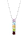 Macy's Multi-gemstone Linear 18" Pendant Necklace (1-1/4 Ct. T.w.) In Sterling Silver In Multi-gemstone