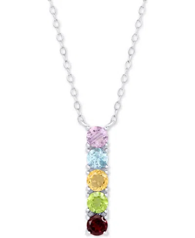 Macy's Multi-gemstone Linear 18" Pendant Necklace (1-1/4 Ct. T.w.) In Sterling Silver