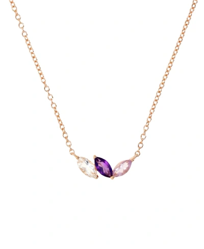 Macy's Multi-gemstone Marquise Trinity 18" Pendant Necklace (3/4 Ct. T.w.) In 14k Rose Gold-plated Sterling