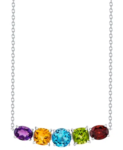 Macy's Multi-gemstone Oval & Round Bar 18" Pendant Necklace (8-5/8 Ct. T.w.) In Sterling Silver In Multi Gemstone