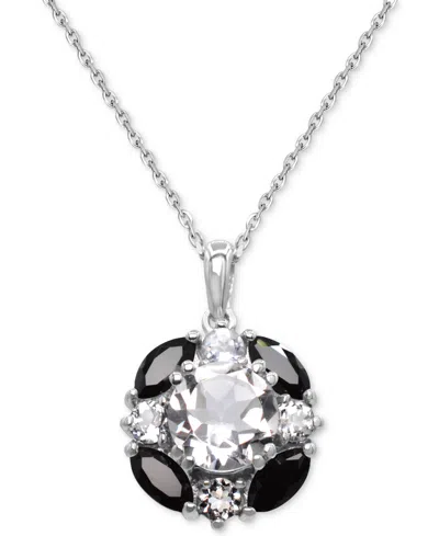 Macy's Multi-gemstone Round Cluster 18" Pendant Necklace (3-3/8 Ct. T.w.) In Sterling Silver (also In Alter In Crystal,black Spinel