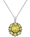Macy's Multi-gemstone Round Cluster 18" Pendant Necklace (3-3/8 Ct. T.w.) In Sterling Silver (also In Alter In Lime Quartz,citrine