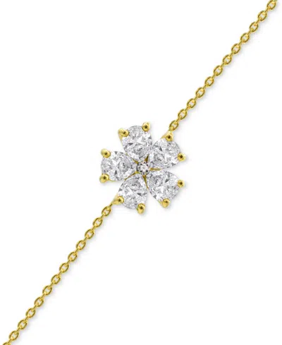 Macy's Multi Gemstone With Diamond Accent Flower Statement Bracelet In 14k Gold-plated Sterling Silver