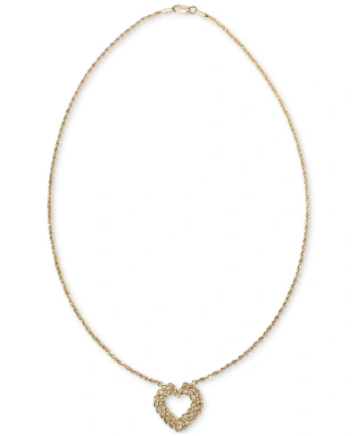 Macy's Multi-layered Heart Rope Link Pendant Necklace In 10k Gold In Yellow Gold