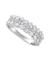 Macy's Multi Row Band Ring (1-1/4 Ct. T.w.) In 14k White Gold In Gray
