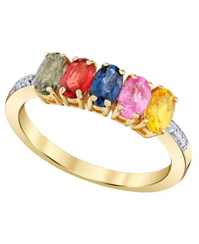 Macy's Multi-sapphire (1-7/8 Ct. T.w.) And Diamond Accent Ring In 14k Yellow Gold In Brown