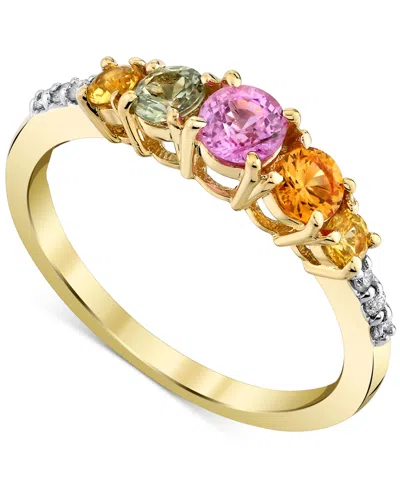 Macy's Multi-sapphire (1 Ct. T.w.) & Diamond Accent Ring In 14k Yellow Gold In Multi Sapphire