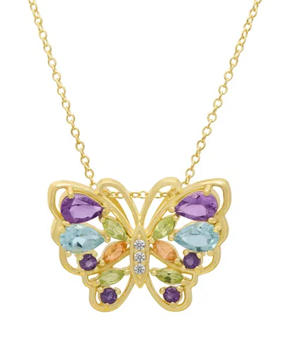 Macy's Multi-stone (2.62 Ct. T.w.) Pendant Necklace In Yellow Gold Plated Sterling Silver