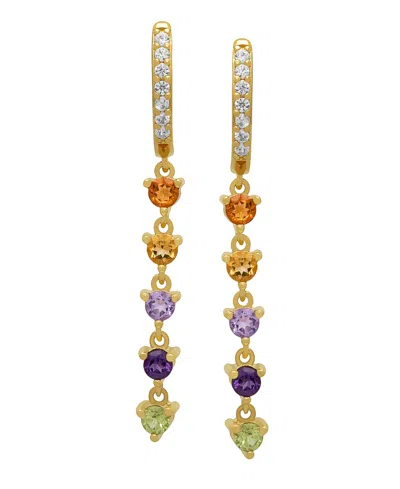 Macy's Multi-stones Linear Dangle Earrings (1-1/4 Ct. T.w.) In 14k Gold Over Sterling Silver