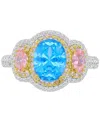 Macy's Multicolor Cubic Zirconia Ring In Sterling Silver & 14k Gold In Silver