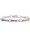 Macy's Multicolor Lab Grown Sapphire (6 Ct. T.w.) Bracelet In Sterling Silver In Multi Sapphire