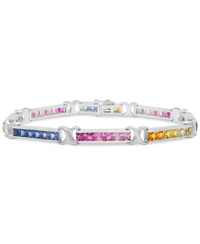 Macy's Multicolor Lab Grown Sapphire (6 Ct. T.w.) Bracelet In Sterling Silver In Multi Sapphire