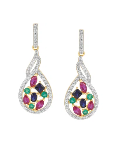Macy's Multi-gemstone (1-8/15 Ct. T.w.) Earrings In 14k Yellow Gold-plated Sterling Silver In Metallic