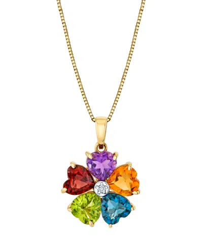 Macy's Multi-gemstone (4-3/10 Ct. T.w.) & Diamond Accent Pendant Necklace In 10k Yellow Gold