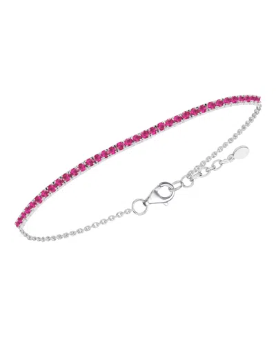 Macy's Multi-gemstone Bracelet In Sterling Silver In Red