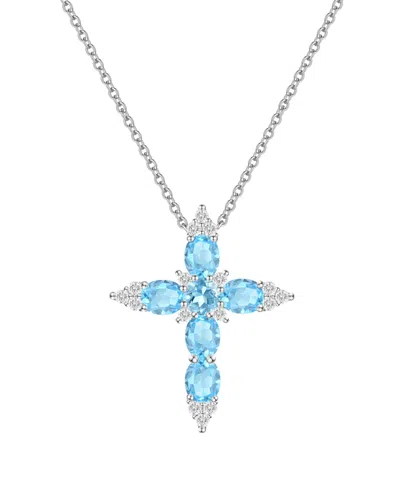 Macy's Multi-gemstone Pendant Necklace In 14k Gold Over Sterling Silver (also In Sterling Silver) In Blue