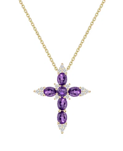 Macy's Multi-gemstone Pendant Necklace In 14k Gold Over Sterling Silver (also In Sterling Silver) In Purple