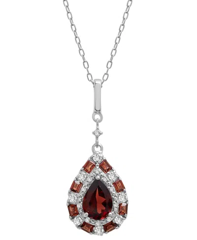 Macy's Multi-gemstone Teardrop 18" Pendant Necklace (1 Ct. T.w.) In Sterling Silver In Garnet