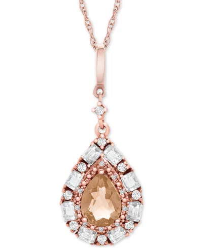 Macy's Multi-gemstone Teardrop 18" Pendant Necklace (1 Ct. T.w.) In Sterling Silver In Pink Morganite