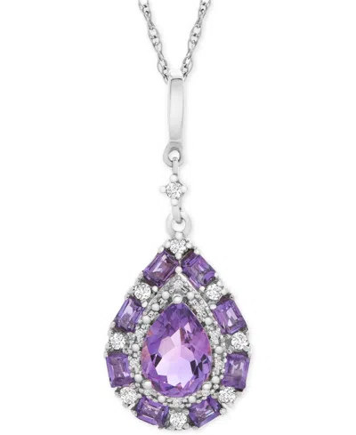 Macy's Multi-gemstone Teardrop 18" Pendant Necklace (1 Ct. T.w.) In Sterling Silver In Purple Amethyst