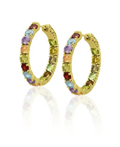Macy's Multi-stones Inside-out Hoop Earrings (7-5/8 Ct. T.w.) In Sterling Silver