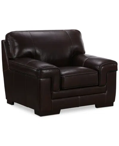 Macy's Myars 47" Leather Chair, Created For  In Brown