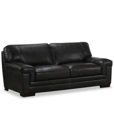Macy's Myars 91" Leather Sofa, Created For  In Black