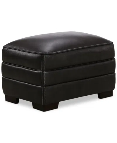 Macy's Myars Leather Ottoman, Created For  In Charcoal