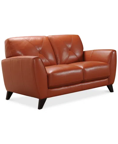 Macy's Myia 62" Leather Loveseat, Created For  In Orange