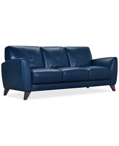 Macy's Myia 85" Leather Sofa, Created For  In Peacock Blue
