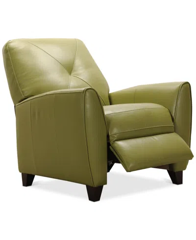 Macy's Myia Tufted Back Leather Pushback Recliner, Created For  In Green