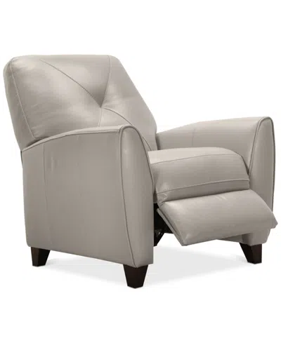Macy's Myia Tufted Back Leather Pushback Recliner, Created For  In Gray