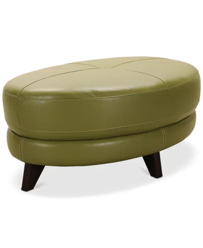 Macy's Myia Tufted Leather Oval Ottoman, Created For  In Green