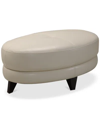 Macy's Myia Tufted Leather Oval Ottoman, Created For  In Neutral