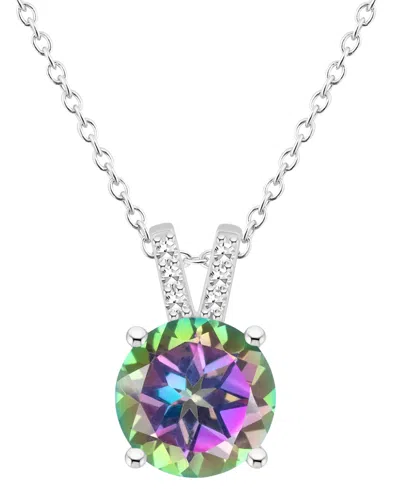 Macy's Mystic Topaz (2-3/8 Ct. T.w.) & Diamond Accent Solitaire 18" Pendant Necklace In Sterling Silver (al